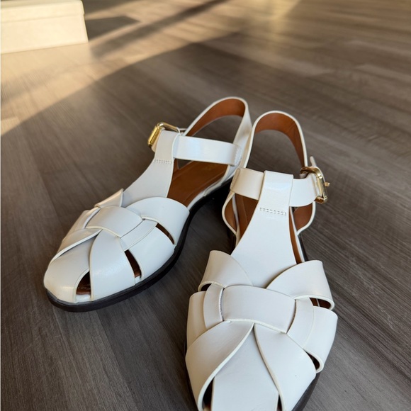 Zara White Women's Sandals with gold buckle, size 40, US 9.5-10 - Picture 8 of 8